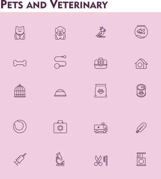 Veterinary and pets icon set Stock Illustration