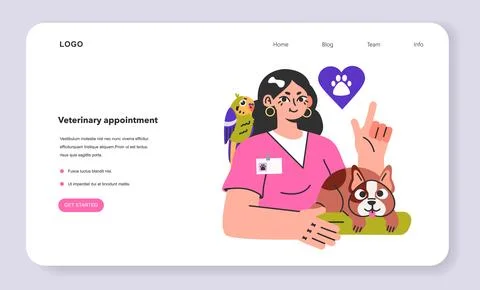 Veterinary appointment web banner or landing page. イラスト素材