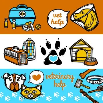 Veterinary Banners Set イラスト素材
