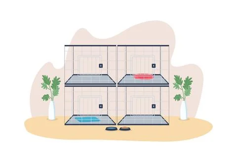 Veterinary cages 2D vector web banner, poster Illustrazione stock