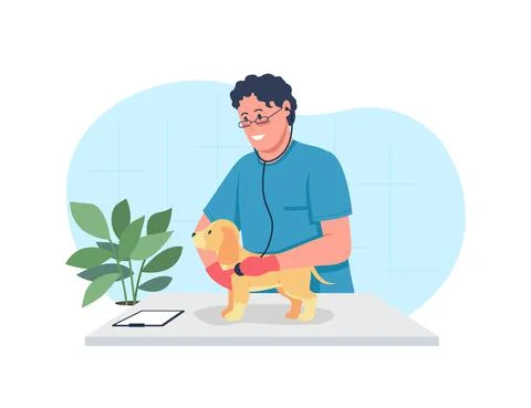 Veterinary care 2D vector web banner, poster Illustrazione stock