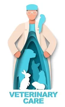 Veterinary care vector illustration with pets in doctors figure イラスト素材