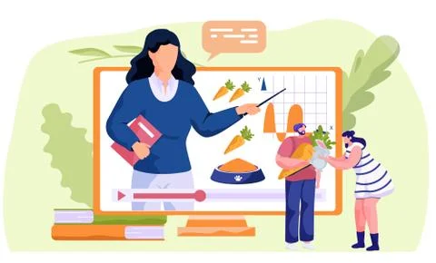 Veterinary care, video tutorial about keeping and feeding rabbits at home, diet イラスト素材