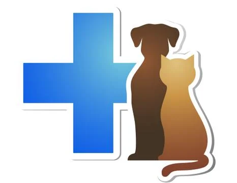 Veterinary cross and pets Stock Illustration