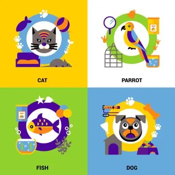 Veterinary Design Concept Set Stock Illustration