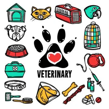 Veterinary Icon Set Stock Illustration