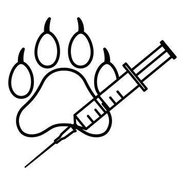 Veterinary Icon. Vector Icon. Animal Paw and Medical Syringe. Pet Treatment.. Stock Illustration