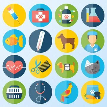 Veterinary icons set Stock Illustration