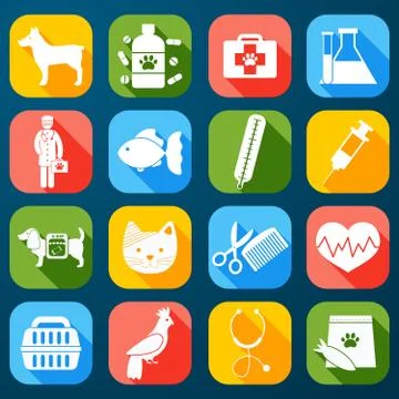 Veterinary Icons Set Stock Illustration