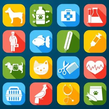 Veterinary Icons Set Stock Illustration