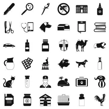 Veterinary icons set, simple style イラスト素材