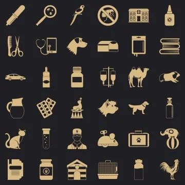 Veterinary icons set, simple style イラスト素材