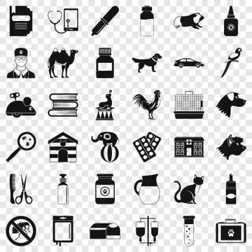 Veterinary icons set, simple style 스톡 일러스트
