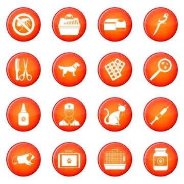 Veterinary icons vector set Stock Illustration