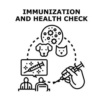 Veterinary immunization program health check concept Stock Illustration
