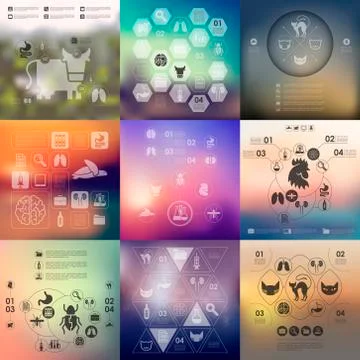 Veterinary infographic with unfocused background Stock Illustration