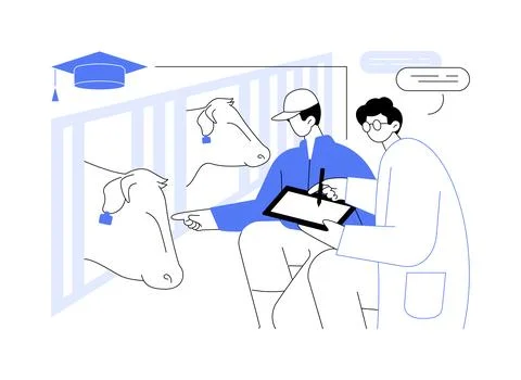 Veterinary internship isolated cartoon vector illustrations. Ilustración de archivo