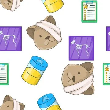Veterinary pattern, cartoon style Stock Illustration