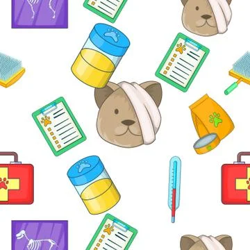 Veterinary pattern, cartoon style Stock Illustration