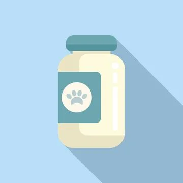 Veterinary pet bottle icon flat vector. Care medicine Stock Illustration