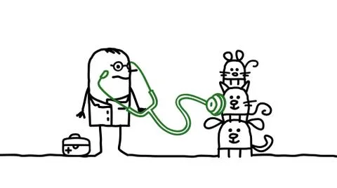 Veterinary with pets Stock Illustration