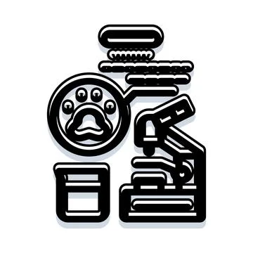 Veterinary science research with paw print and microscope Stock Illustration