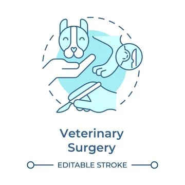 Veterinary surgery monochrome blue concept icon Stock Illustration