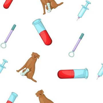 Veterinary things pattern, cartoon style Illustrazione stock