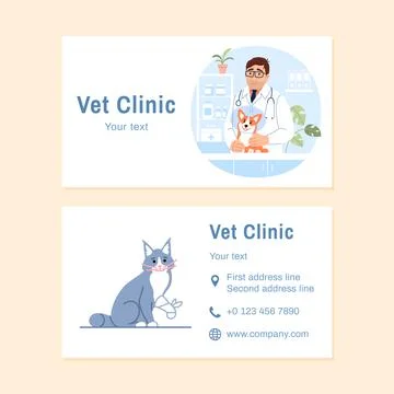 Veterinary visit card design template. Stock Illustration