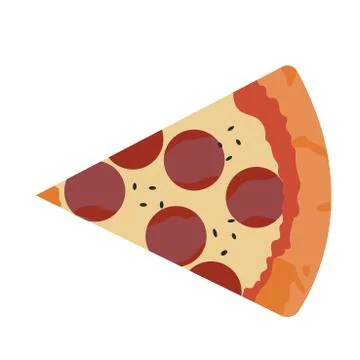 Vetor image of pizza slice in the technique of flat drawing Illustrazione stock