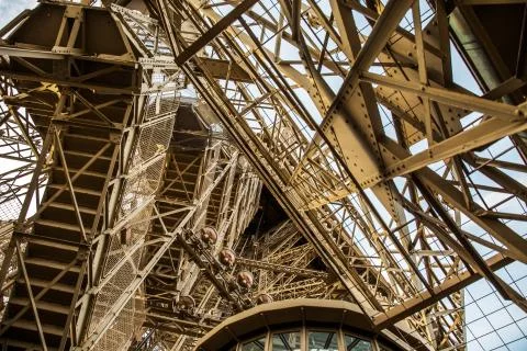 Vew of the Eiffel Tower from below . Stock Photos