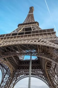 Vew of the Eiffel Tower from below . Stock Photos