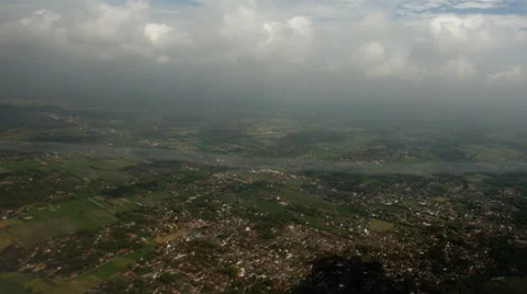 Vew from window as plane coming in to land Stock Footage 45348450