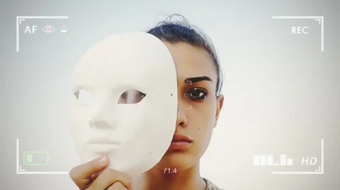 VF girl cute mask enigma Stock Footage