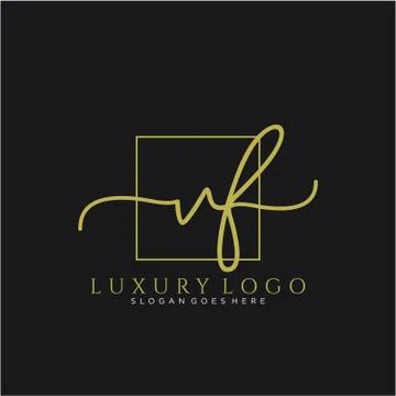 VF Initial handwriting logo design Stock Illustration