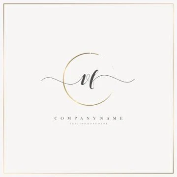 VF Initial Letter handwriting logo hand drawn template vector, logo for beaut Stock Illustration