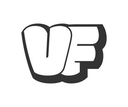 VF logo, bubble comic lettering, rounded in graffiti style black and white .. Illustrazione stock