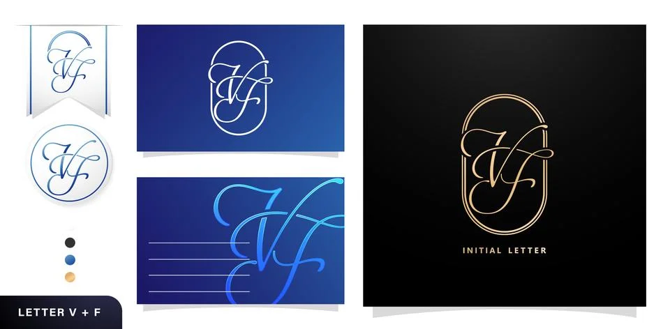 VF Monogram Letter Stock Illustration