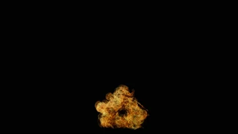 VFX Animation of house in fire, flames ignite on a black background. Stock Footage 134075406