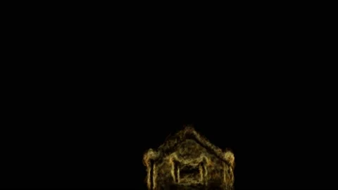 VFX Animation of house in fire, flames ignite on a black background. Stock Footage 134075510