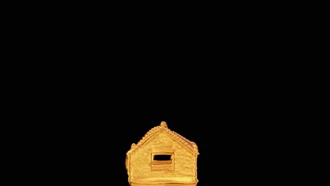 VFX Animation of house in fire, flames ignite on a black background. Stock Footage 134075641