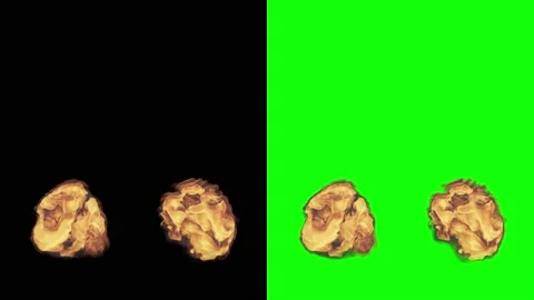 VFX Animation of Lungs filled Fire and Smoke, isolated on green background. Stock Footage 134681515