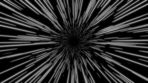 VFX Loop of a Jump to Hyperspace, Featuring Glowing White Lines Zooming Forward Stock Footage 315213307