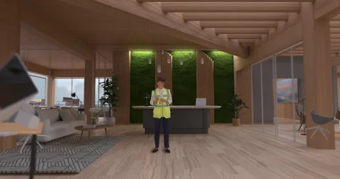VFX VR Headset Visualises Interior Desing Graphics Stock Footage 326460492
