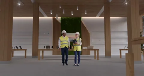 VFX VR Headset Visualises Store Interior Design Graphics Stock Footage 326460785