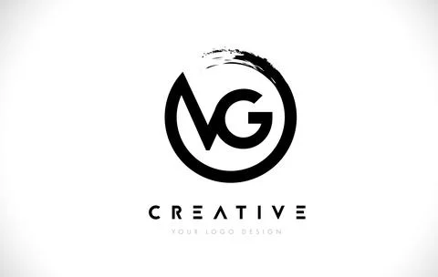 VG Circular Letter Logo with Circle Brush Design and White Background. Illustrazione stock