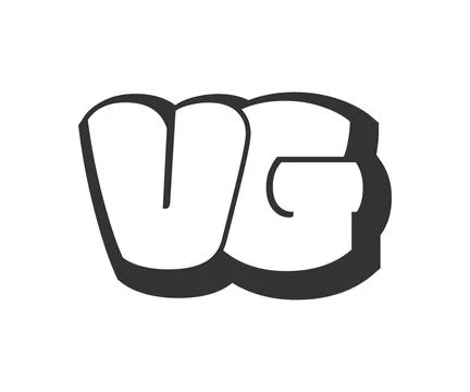 VG logo, bubble comic lettering, rounded in graffiti style black and white .. Stock Illustration