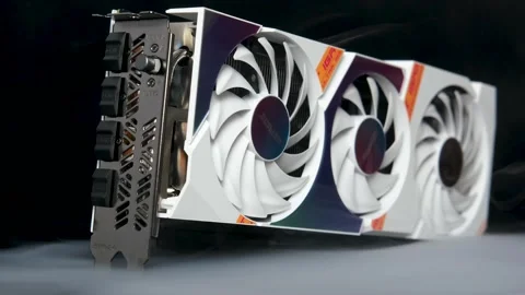 VGA Card, GPU, Graphic Card, Computer part with smoke rising and dark background Stock Footage 204075765