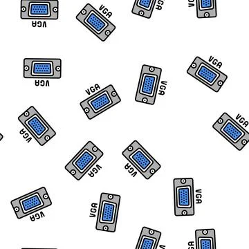 Vga computer port vector seamless pattern 스톡 일러스트