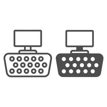 VGA connector line and solid icon, monitors and TV concept, Video Graphics Array Illustrazione stock